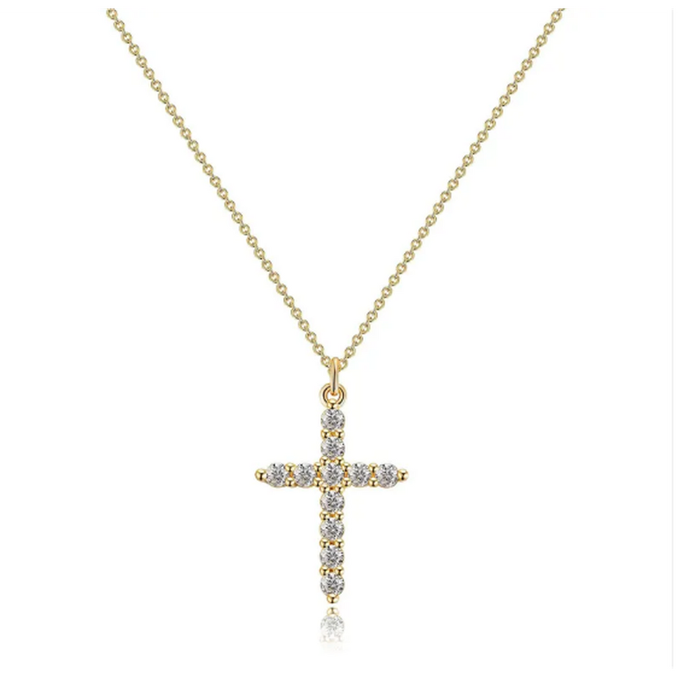 Samantha Cross and Crown Sparkle Necklace — Gold-Tone — image 2