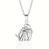 Selina Girl Hugging a Dog Necklace — Silver-Tone — image 2