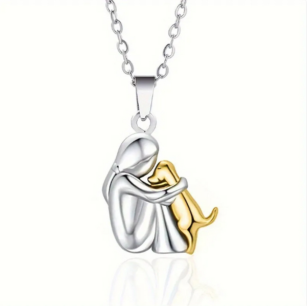 Selina Girl Hugging a Dog Necklace - image 4