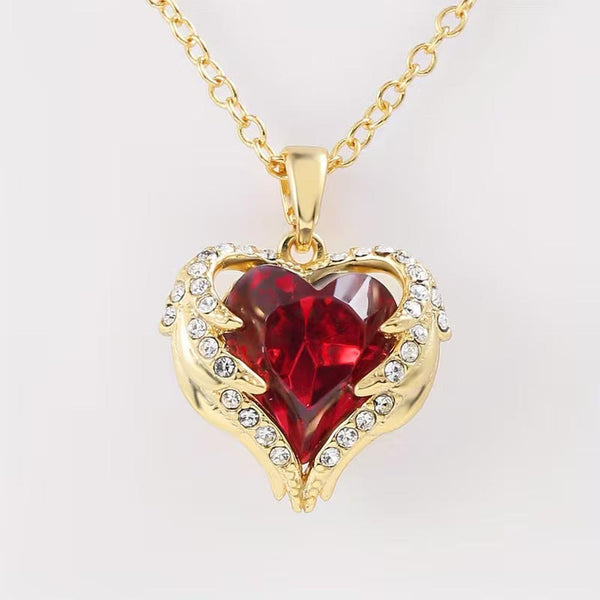 Marina Red Angel Heart Necklace | Gold-Tone — image 2