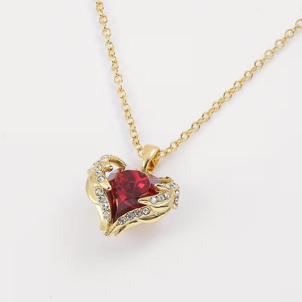 Marina Red Angel Heart Necklace | Gold-Tone — image 3