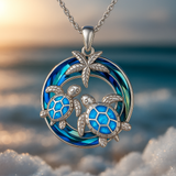 Cecily Turtle Circle Opal-Effect Necklace - image 1