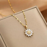 Henrietta Sunflower Sparkle Necklace | Gold-Tone