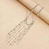 Bernadette Tassel and Teardrop Sparkle Necklace | Silver-Tone
