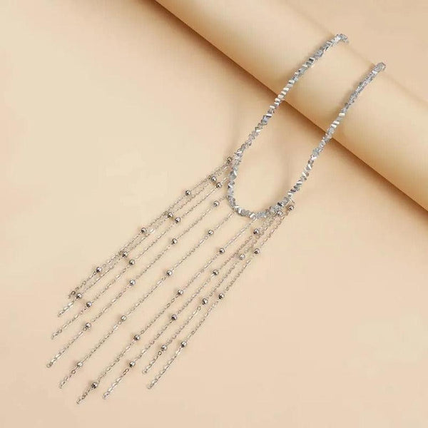 Bernadette Tassel and Teardrop Sparkle Necklace | Silver-Tone