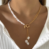 Rebecca Half-Chain Pearl-Look Y Necklace | Gold-Tone