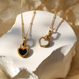 Eleanor Black and White Heart Necklace | Gold-Tone — image 2