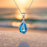 Eliza Blue Teardrop Sparkle Necklace - image 1