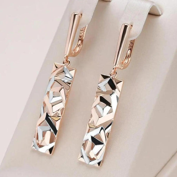 Paula Rectangular Drop Earrings | Two-Tone