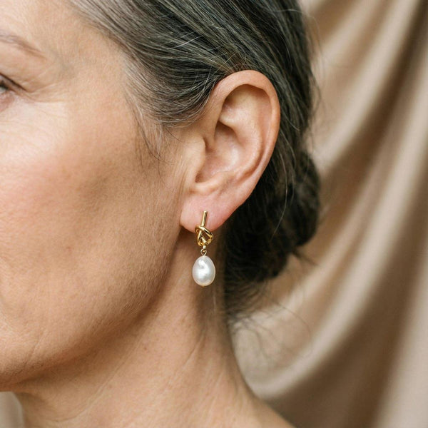 Agatha Baroque Pearl-Look Drop Earrings | Gold-Tone — image 2