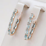 Violet Drop Earrings with Turquoise-Color and Sparkle | Gold-Tone