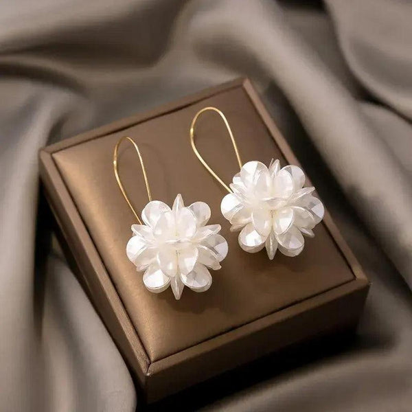 Marianne White Flower Drop Earrings - image 1