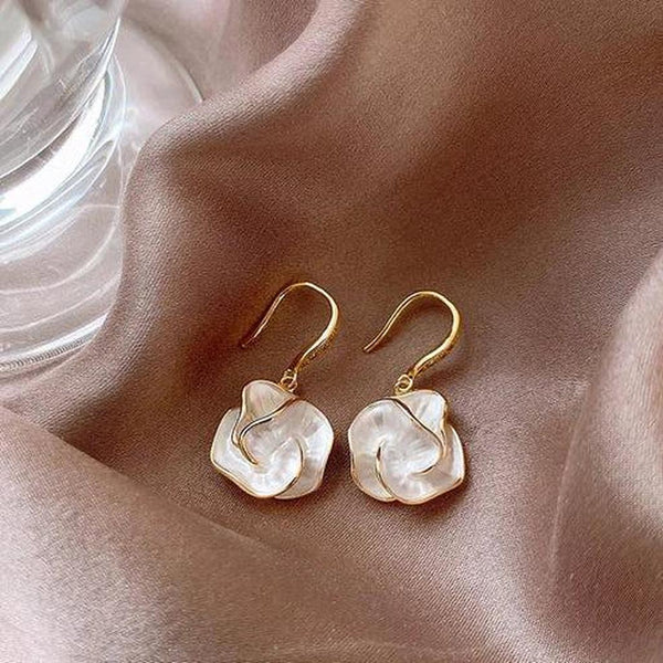 Verity White Petal Drop Earrings - image 1