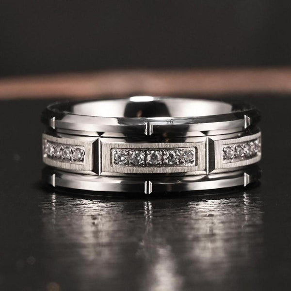 Nathaniel Textured Accent Band Ring - image 2