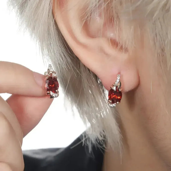 Maeve Crimson Drop Earrings | Gold-Tone — image 4