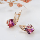 Monica Crimson Square Earrings | Rose-Gold-Tone — image 3