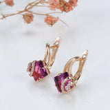 Monica Crimson Square Earrings | Rose-Gold-Tone