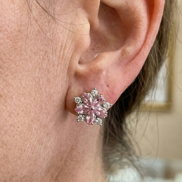Lillian Cherry Blossom Earrings | Silver-Tone — image 2
