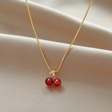Muriel Cherry Necklace | Gold-Tone