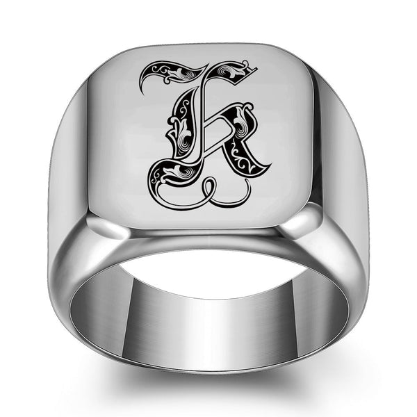 Nathan Initial Ring | Silver-Tone — image 11