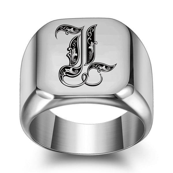 Nathan Initial Ring | Silver-Tone — image 12