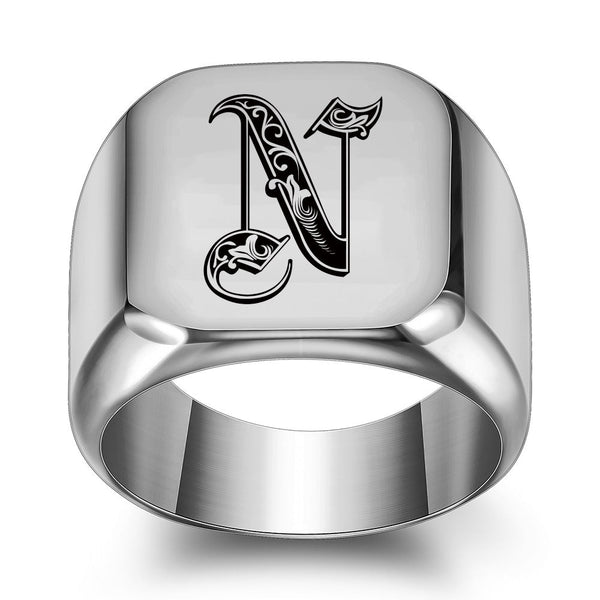Nathan Initial Ring | Silver-Tone — image 14