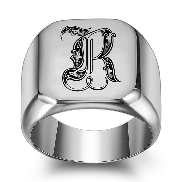 Nathan Initial Ring | Silver-Tone — image 18