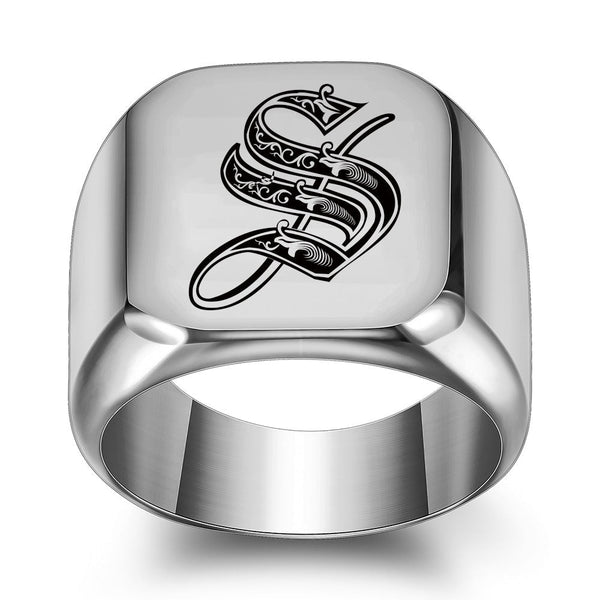 Nathan Initial Ring | Silver-Tone — image 19