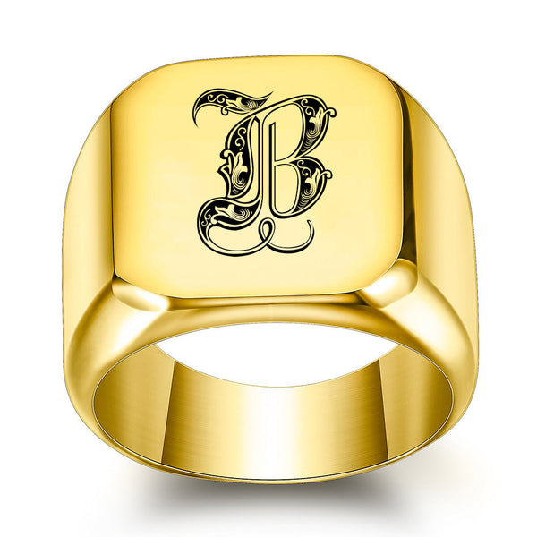 Nathan Initial Ring | Gold-Tone — image 2