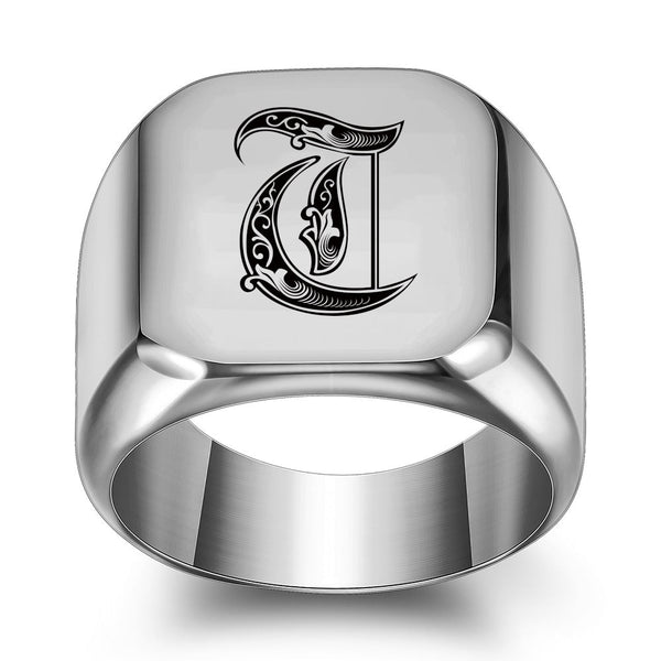 Nathan Initial Ring | Silver-Tone — image 20