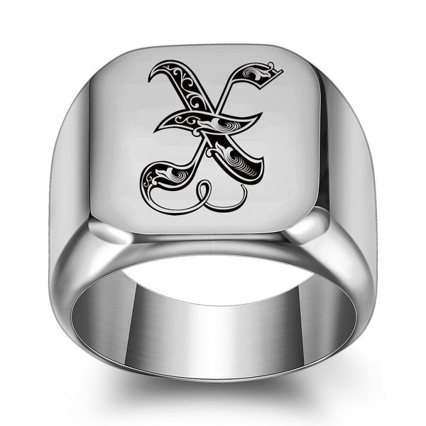 Nathan Initial Ring | Silver-Tone — image 24