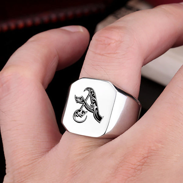 Nathan Initial Ring | Silver-Tone — image 28