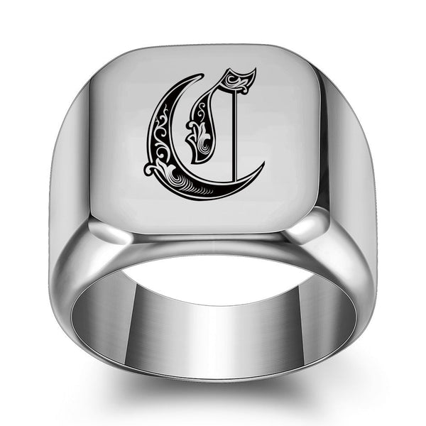 Nathan Initial Ring | Silver-Tone — image 3