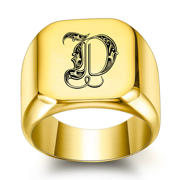 Nathan Initial Ring | Gold-Tone — image 4
