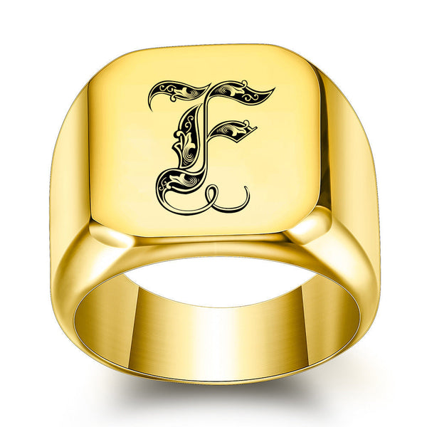 Nathan Initial Ring | Gold-Tone — image 6