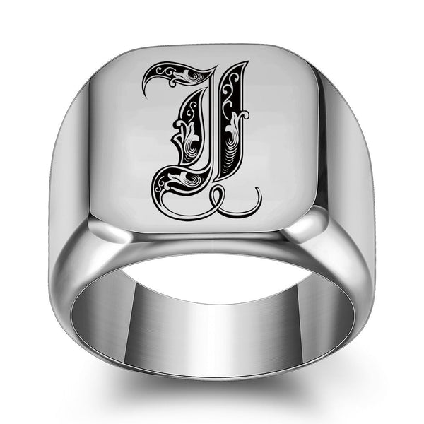 Nathan Initial Ring | Silver-Tone — image 9