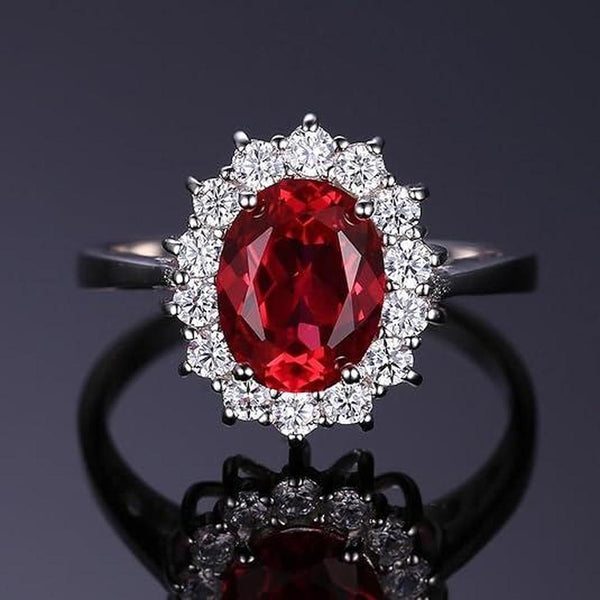 Louisa Red Ring | Silver-Tone — image 2