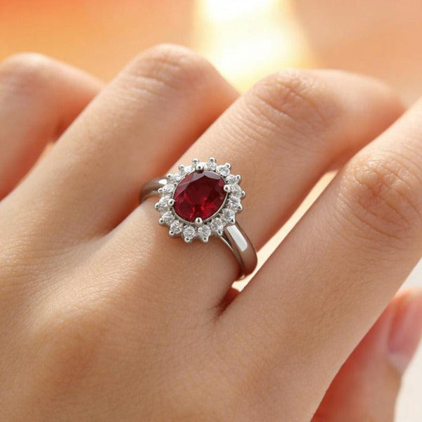 Louisa Red Ring | Silver-Tone — image 4