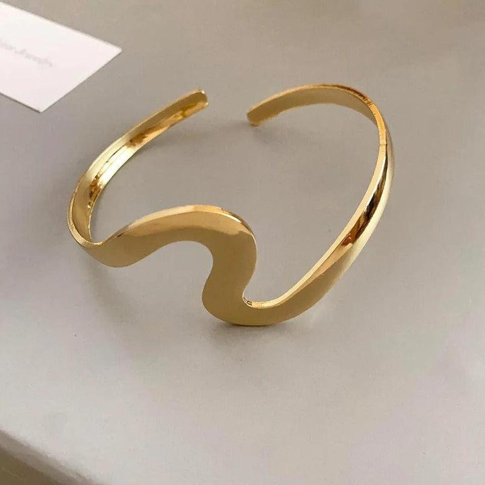 Olive Classic Gold-Tone Open Wave Bracelet