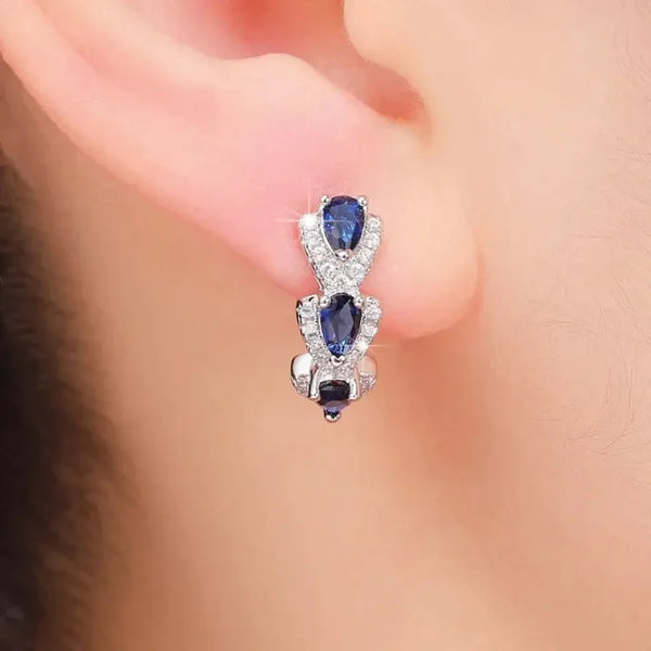 Rosalind Blue Crest Earrings | Silver-Tone — image 3