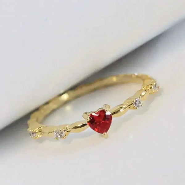 Zoe Red Heart Accent Ring | Silver-Tone — image 5