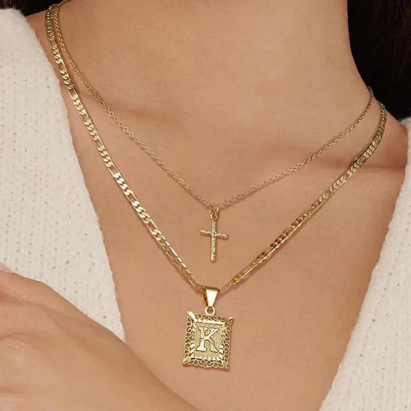 Camilla Initial Cross Necklace | Gold-Tone — image 8