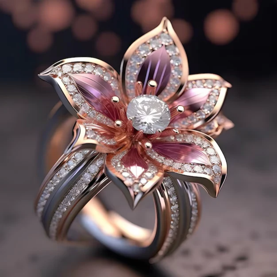 Catherine Pink Lotus Sparkle Ring - image 1