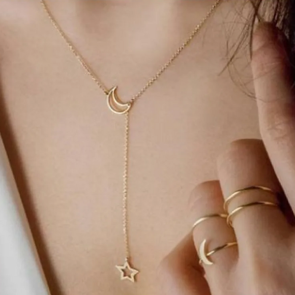 Alma Short Moon and Star Necklace - image 1