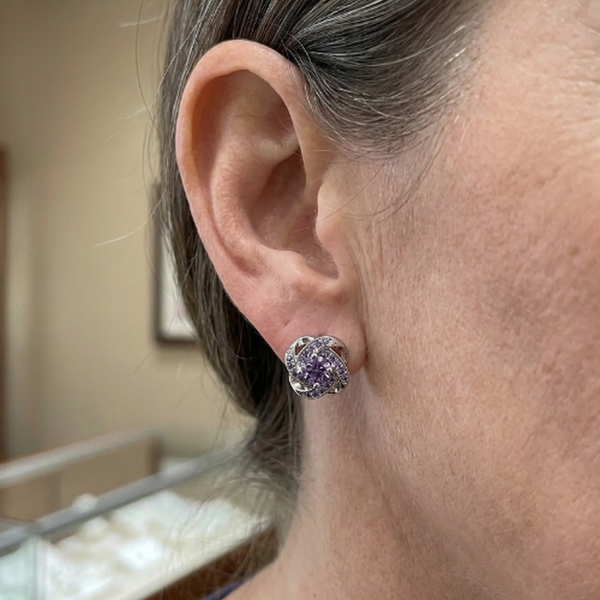 Sophia Purple Knot Earrings | Silver-Tone — image 2