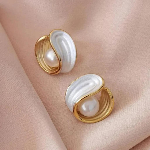 Ruth White Opal-Look and Pearl-Look Drop Earrings | Gold-Tone — image 3