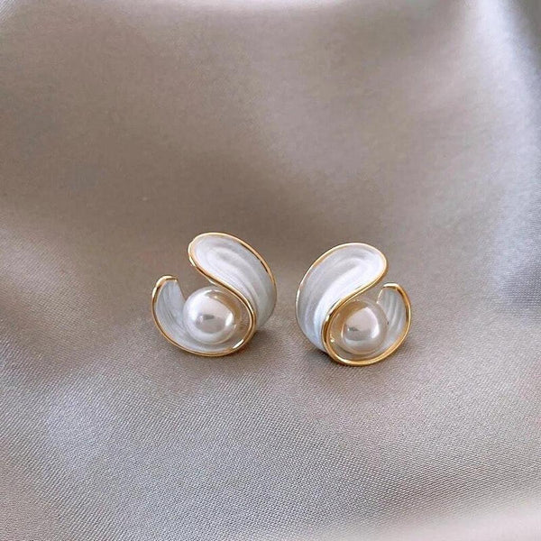 Ruth White Opal-Look and Pearl-Look Drop Earrings | Gold-Tone — image 4