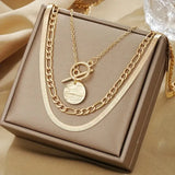 Amanda Layered Textured Coin Necklace - image 1