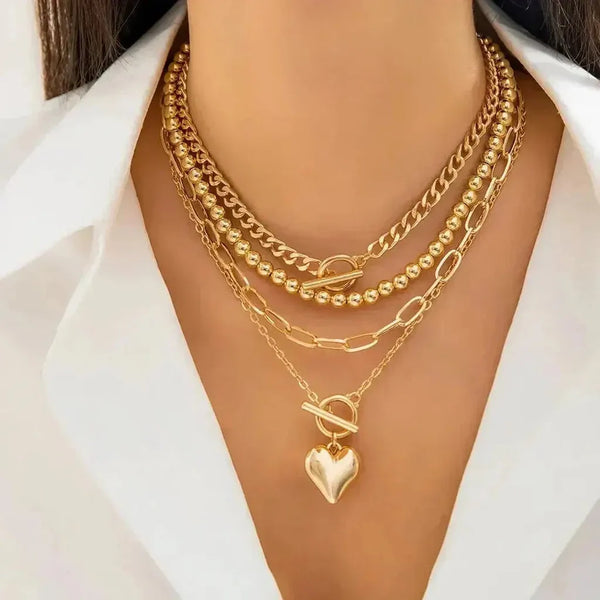 Dolores Layered Heart Necklace — Gold-Tone — image 1