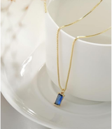 Agnes Minimal Blue Pendant Necklace | Silver-Tone — image 2